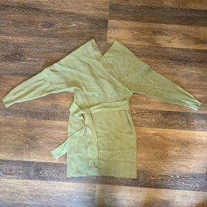 Green Wrap Sweater Dress